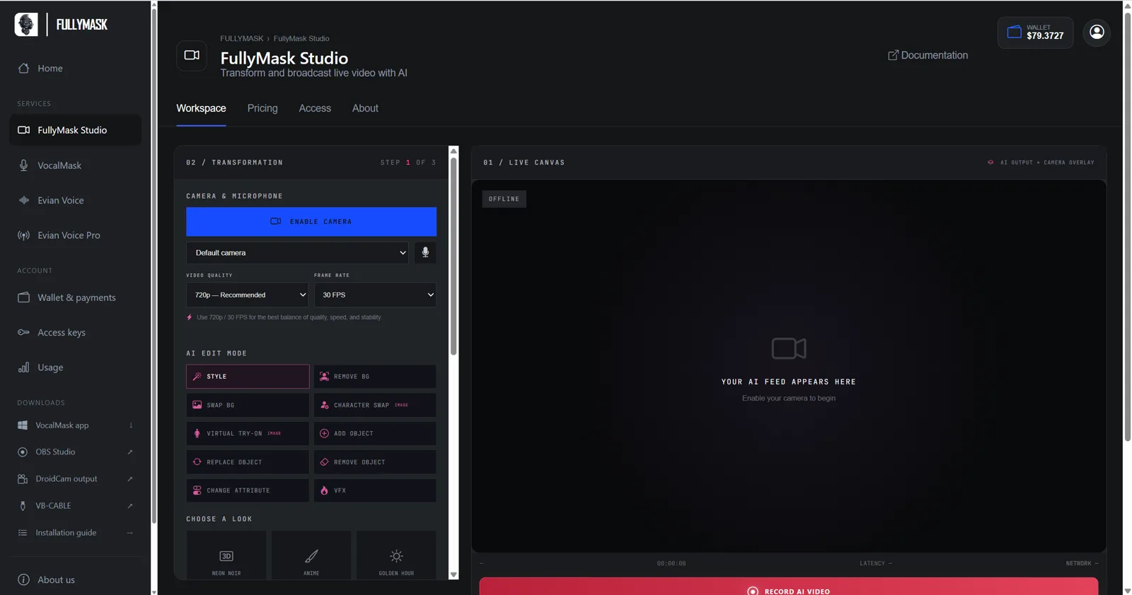 FullyMask video workspace