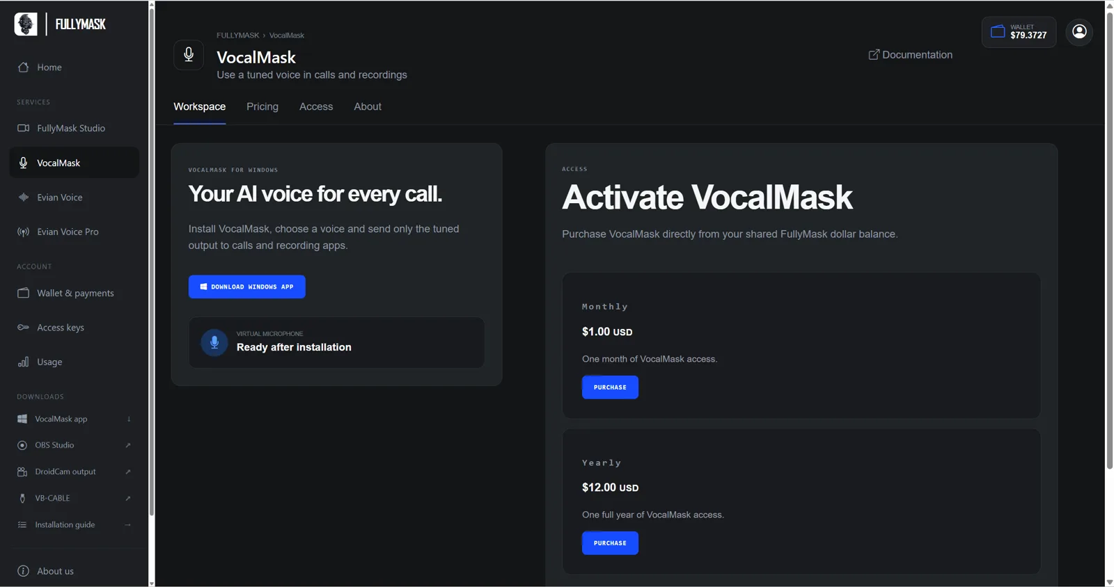 VocalMask workspace